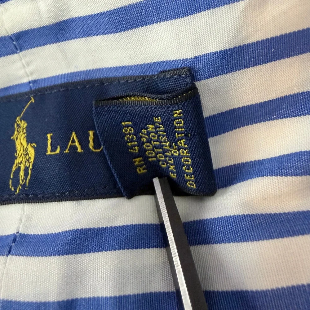 Ralph Lauren Button Down Shirt Mens XL Blue White Stripe Preppy Old Money Ivy